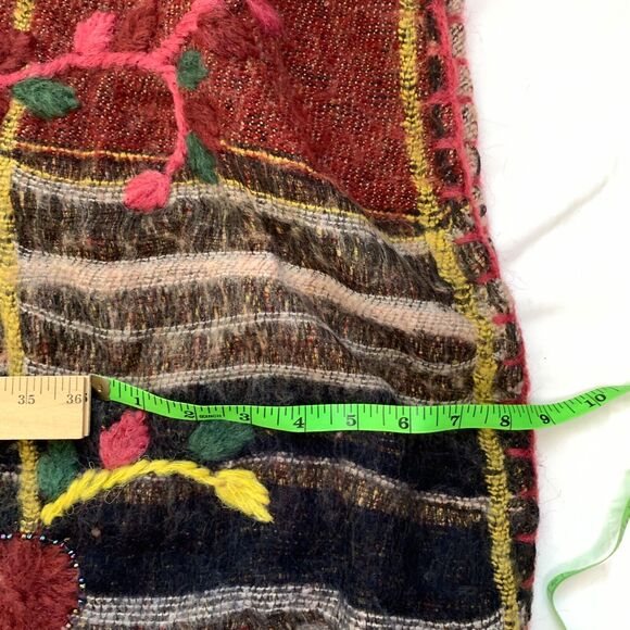 Anthropologie Aszakka Embroidered Beaded Wool Blend Poncho Cape Sweater S M L XL - Picture 12 of 13